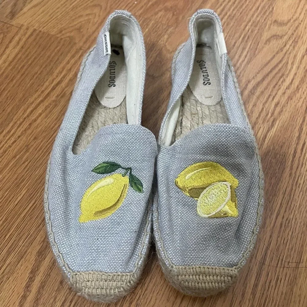 Soludos Woven Platform Slip-On Espadrilles Lemon US size 7